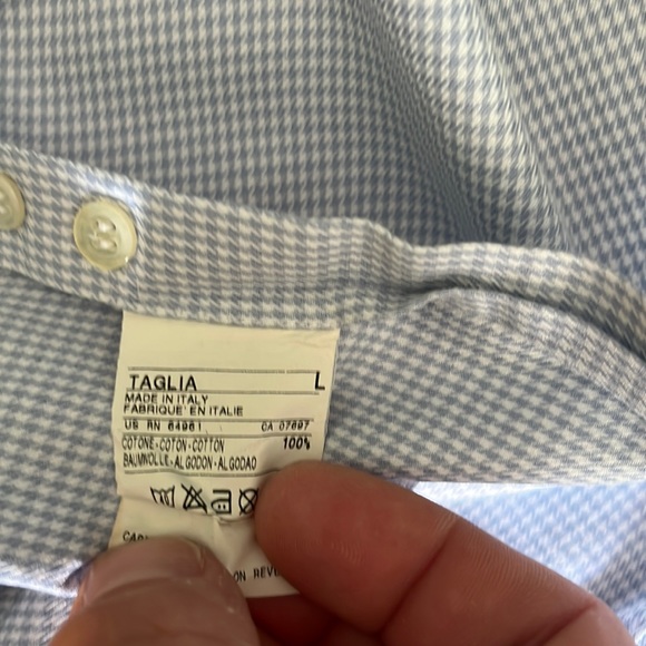 Sisley- Vintage Button Down Dress Shirt with Barrell Cuff 16.5/34 MADE in Italy - Picture 7 of 11